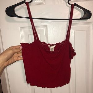 Red Ruffled Crop Top!